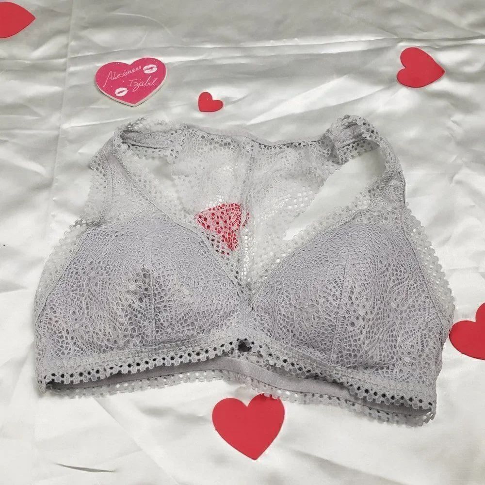 Victoria's Secret Gray Crochet Racerback Bralette